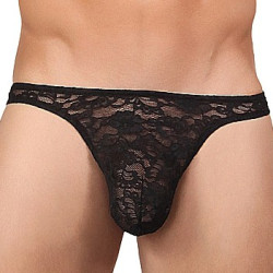 male power String Dentelle BONG THONG Noir